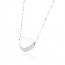 Tiny 925 silver necklace, floating white gold plated heart necklace, simple heart charm for women